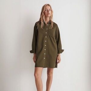 Madewell Green Long Sleeve Shirt Dress